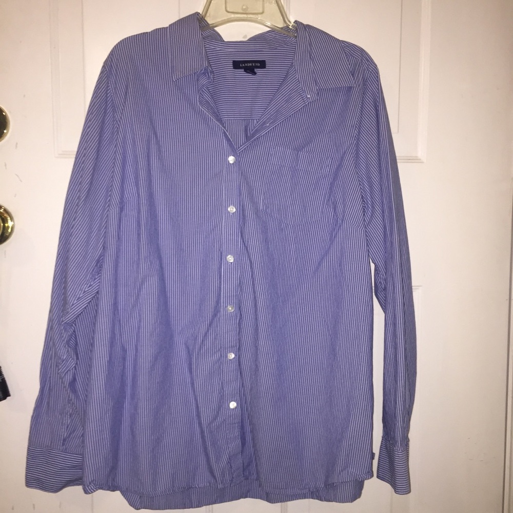 Lands End, pin striped dress shirt